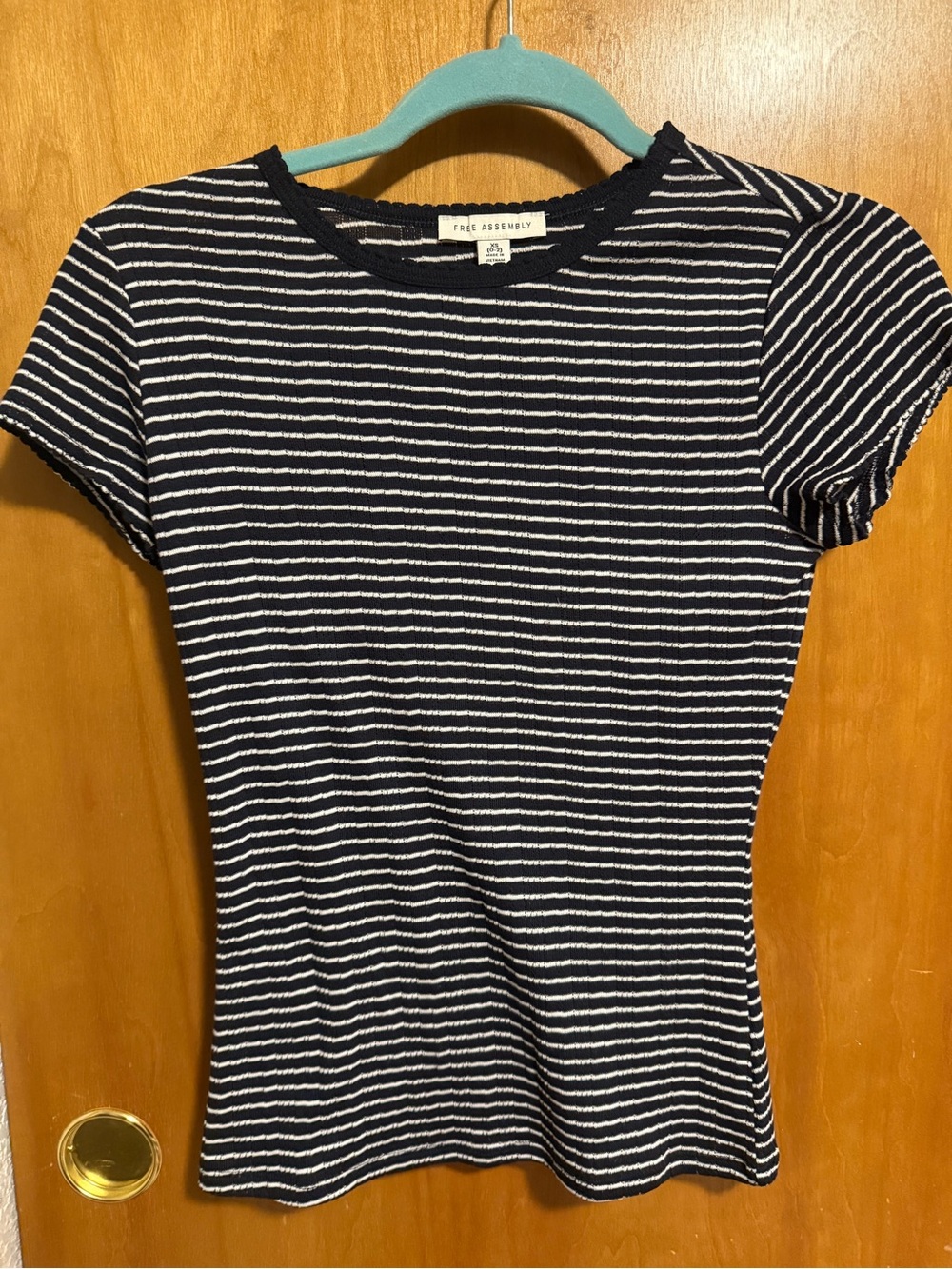Navy & White Striped Short Sleeve Tee